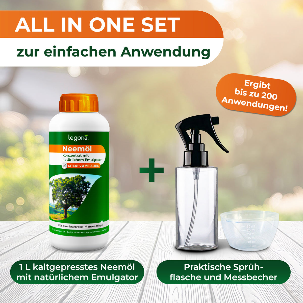 Neemöl-Komplettset mit Emulgator für gesunde Pflanzenpflege [1L]
