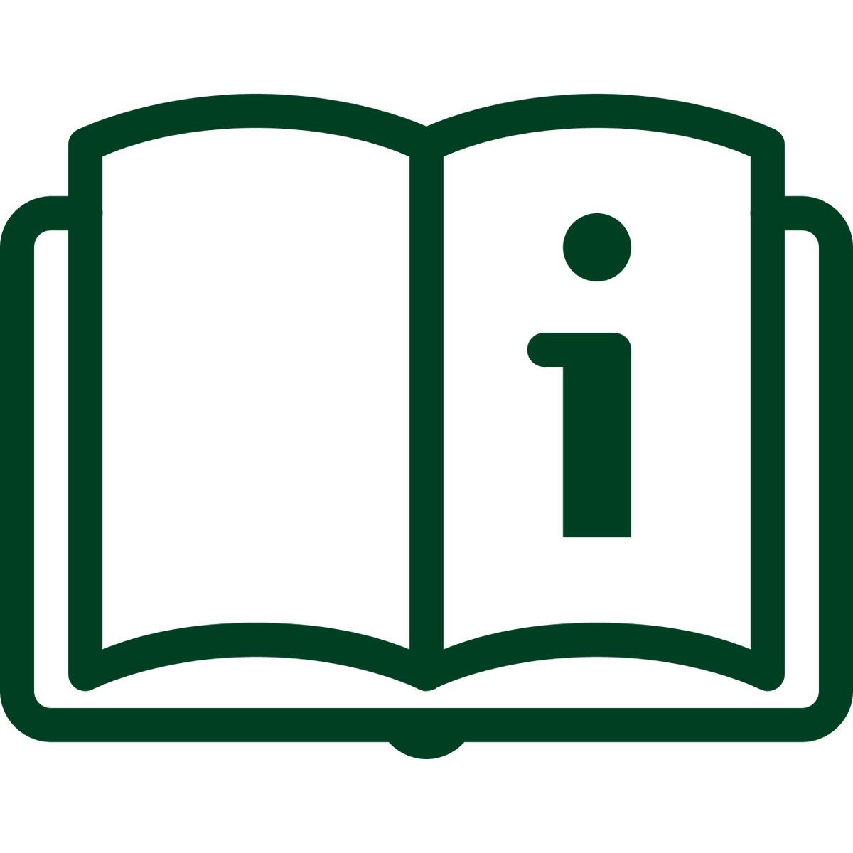 Aufgeschlagenes Buch Icon mit i auf der rechten Seite